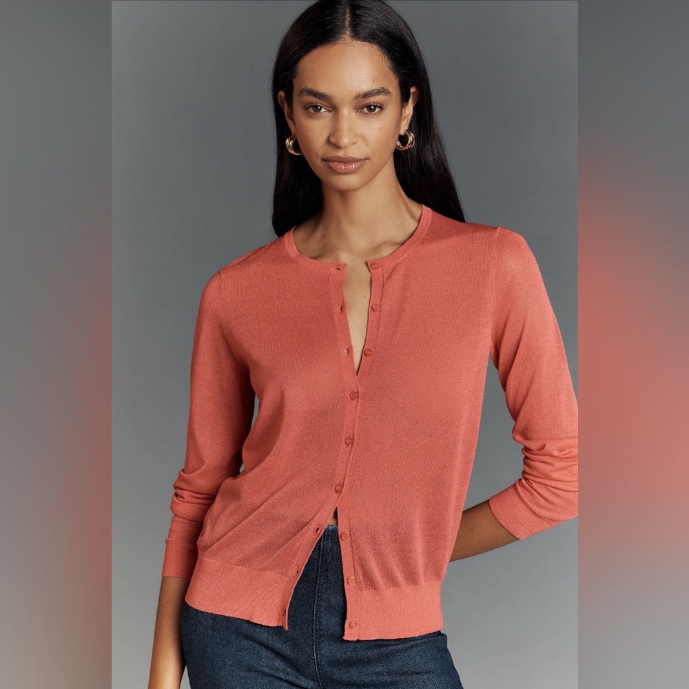 Anthropologie Fitted Sheer Cardigan Sweater